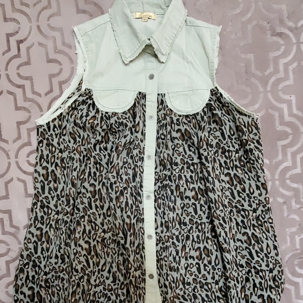 Button Down Leopard Print Blouse